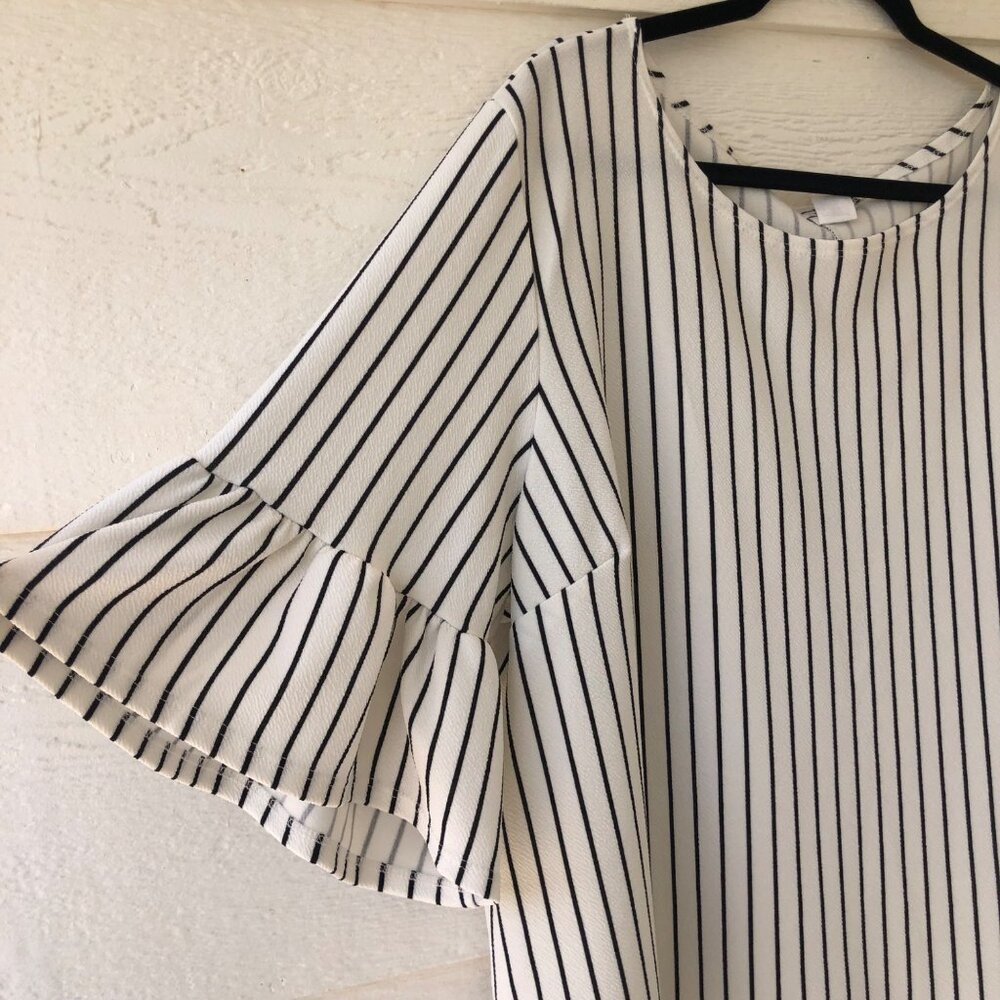 Moa Moa Women’s Summer Top Size 3X Flare Ruffle Sleeve Back Bow Detail - Picture 2 of 14